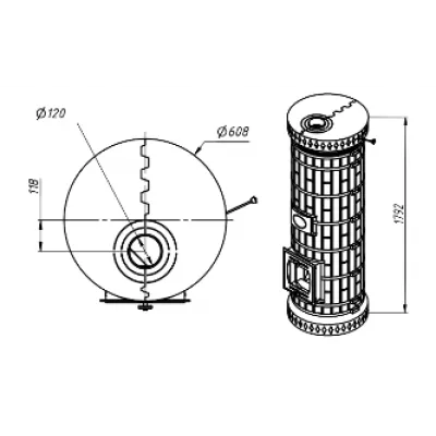 Печь отопительная ЛАДУШКА в кирпичной облицовке