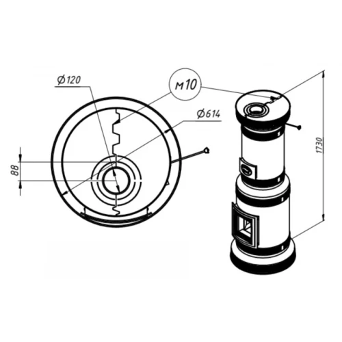 Печь круглая отопительная "ГОЛЛАНДКА КДМ-15"