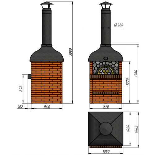 Модуль "ПОМПЕЙСКАЯ ПЕЧЬ" в облицовке Керма-Береза