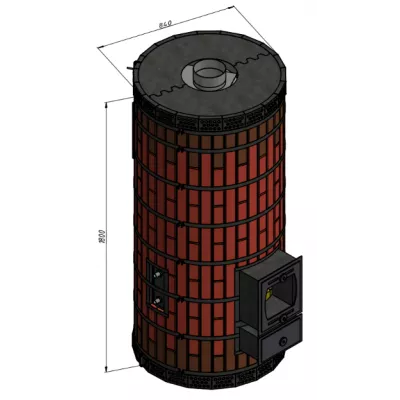 Печь банная с обращенным пламенем ОБРАЩЕНКА-КДМ в кирпичной облицовке