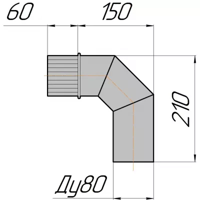 Отвод притока 90° Ду80