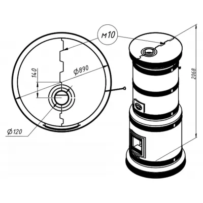 Печь круглая отопительная ГОЛЛАНДКА КДМ-40