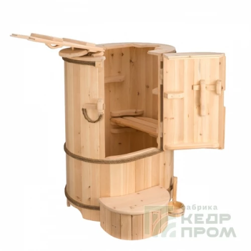 Кедровая фитобочка овальная «Логово», диаметр 78х100см, высота 130см, толщина 40мм