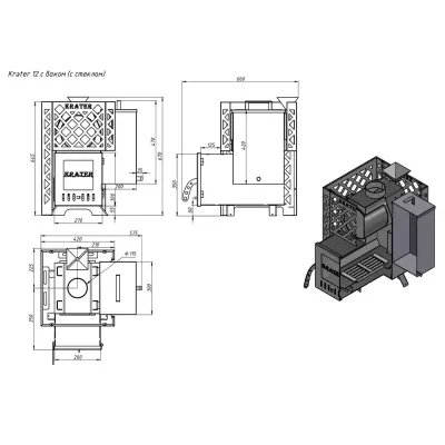 Печь для бани Кратер 12С бак