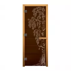 Дверь стекло Бронза "БЕРЁЗКА" 190х70 (8мм, 3 петли 710 CR) (ОСИНА) Лев