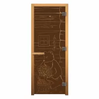 Дверь стекло Бронза Матовая "МИШКА" 190х70 (8мм, 3 петли 710 CR) (ОСИНА) Пр