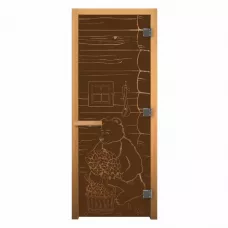 Дверь стекло Бронза Матовая "МИШКА" 190х70 (8мм, 3 петли 710 CR) (ОСИНА) Пр