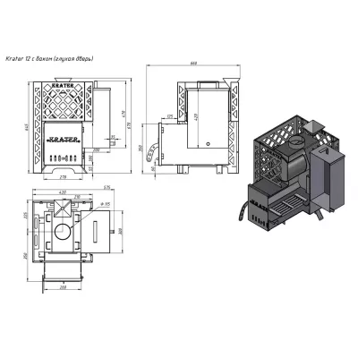 Печь для бани Кратер 12 бак