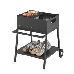 Мангал Везувий "Турист" №2 с чугунной решеткой "СТЕЙК" на подставке