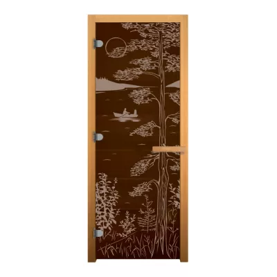 ВЕЗУВИЙ Дверь стекло Бронза ТАЙГА 190х70 (8мм, 3 петли 716 СR) (ОСИНА) Лев фото