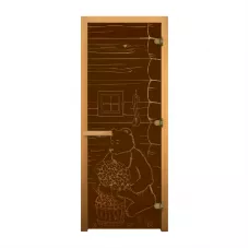 Дверь стекло Бронза Матовая "МИШКА" 190х70 (8мм, 3 петли 716 GB) (ОСИНА) Пр