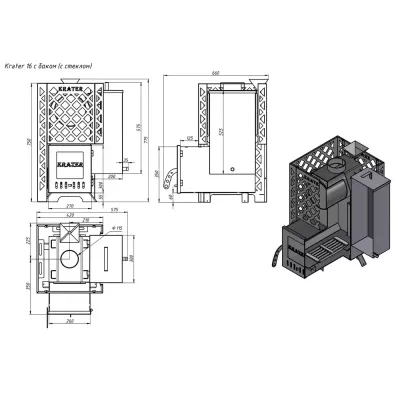 Печь для бани Кратер 16С бак