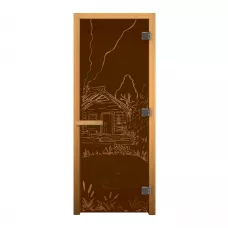 Дверь стекло Бронза Матовая "БАНЬКА" 190х70 (8мм, 3 петли 710 CR) (ОСИНА) Пр