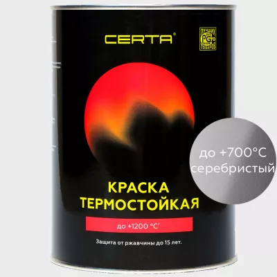 Краска термостойкая (до 700°С; 0,08 кг) ПАТИНА Серебро, CERTA фото