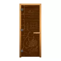 Дверь стекло Бронза Матовая "МИШКА" 190х70 (8мм, 3 петли 710 CR) (ОСИНА) Лев
