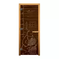 Дверь стекло Бронза "МИШКА" 190х70 (8мм, 3 петли 710 CR) (ОСИНА) Лев