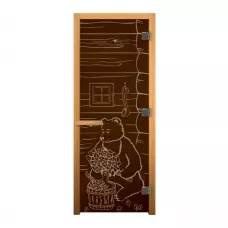 Дверь стекло Бронза "МИШКА" 190х70 (8мм, 3 петли 710 CR) (ОСИНА) Пр