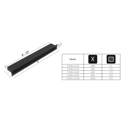 Туннель Черный TUNEL/6/20/C (60x200мм)