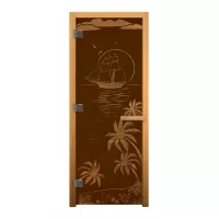 Дверь стекло Бронза Матовая "ЛАГУНА" 190х70 (8мм, 3 петли 710 CR) (ОСИНА) Лев