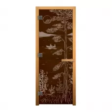 Дверь стекло Бронза "ТАЙГА" 190х70 (8мм, 3 петли 710 CR) (ОСИНА) Лев