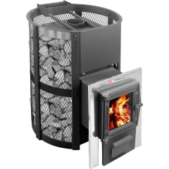 Печь для бани Термофор "Кольчуга" 14-18 (чугунная дверца со стеклом+парогенератор)