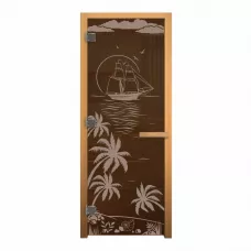 Дверь стекло Бронза "ЛАГУНА" 190х70 (8мм, 3 петли 710 CR) (ОСИНА) Лев