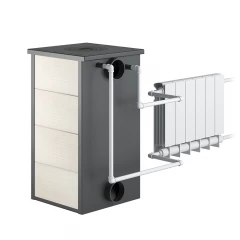 Печь-Камин ВЕЗУВИЙ ПК-01 (270) с плитой и т/о беж. 9 кВт (150 м3)  115 мм