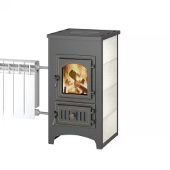 Печь-Камин ВЕЗУВИЙ ПК-01 (270) с плитой и т/о беж. 9 кВт (150 м3)  115 мм
