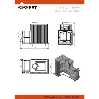 Печь для бани Эверест 24 (280)