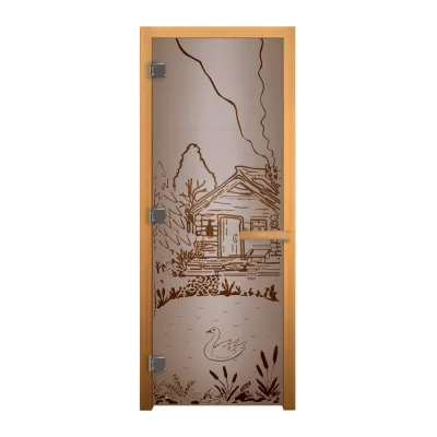 ВЕЗУВИЙ Дверь стекло Сатин Матовая БАНЬКА 190х70 (8мм, 3 петли 710) (ОСИНА) Лев фото