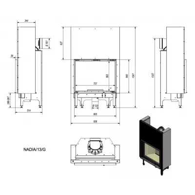 Каминная топка стальная NADIA/13/G (гильотина) (13 кВт)