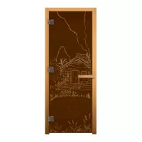 Дверь стекло Бронза Матовая "БАНЬКА" 190х70 (8мм, 3 петли 710 CR) (ОСИНА) Лев