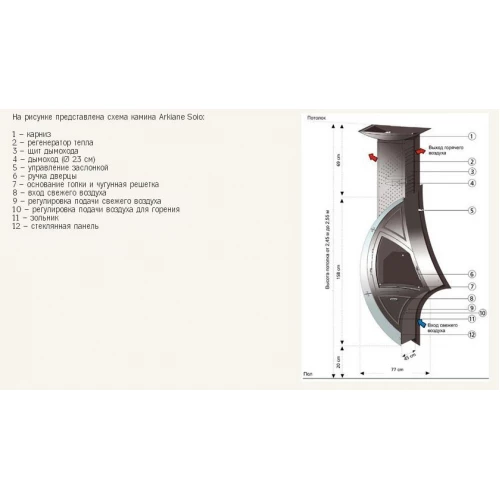 Дровяной камин ARKIANE Soio (пристенный) стальной