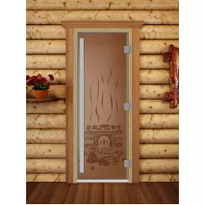SAUNARU Дверь PREMIUM бронза мат с рисунком 190х80
