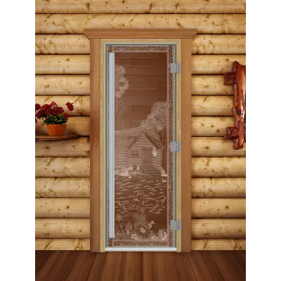 - SAUNARU Дверь PREMIUM сатин с рисунком 200х80 картинка