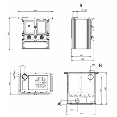 Печь La NORDICA La Nordica ROSETTA SINISTRA STEEL ANTRACITE  (черный)