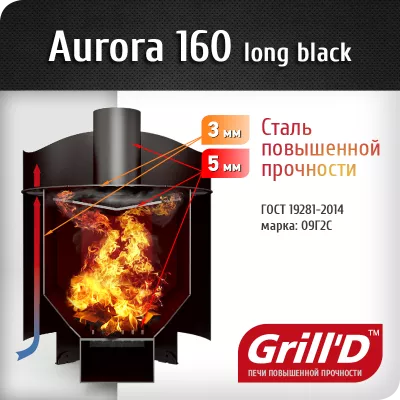 GrillD Дровяная банная печь GrillD Aurora 160 Long (дверца со стеклом) фото