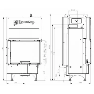 Каминная топка ROMOTOP ANGLE RL 2G L 66.51.44