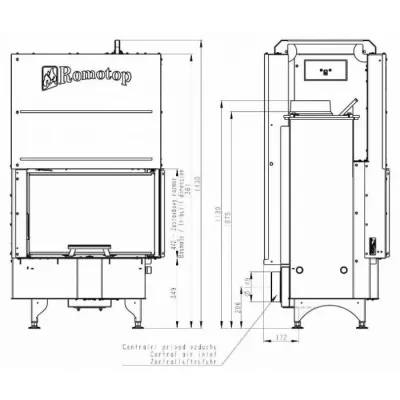 Каминная топка ROMOTOP ANGLE RL 2G L 66.44.44