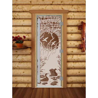- SAUNARU Дверь PREMIUM сатин с рисунком 180х70 картинка
