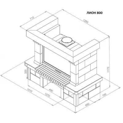 Каминная облицовка ЕВРОПЕЙСКИЕ КАМИНЫ Лион пристенный/угловой (45°/90°); 700/800