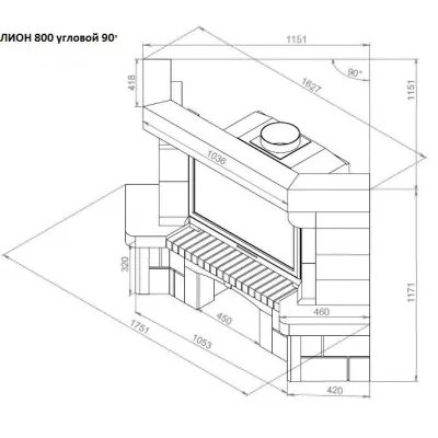 Каминная облицовка ЕВРОПЕЙСКИЕ КАМИНЫ Лион пристенный/угловой (45°/90°); 700/800