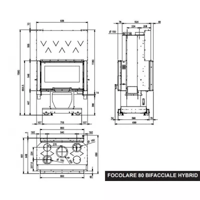 Каминная топка La NORDICA Focolare 80 Bifacciale Hybrid