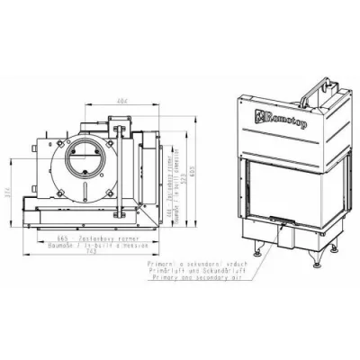 Каминная топка ROMOTOP ANGLE RL 2G L 66.51.44