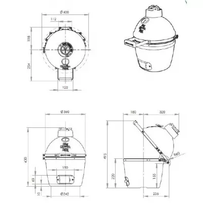 BIG GREEN EGG Керамический гриль Mini (диаметр решетки 25см)