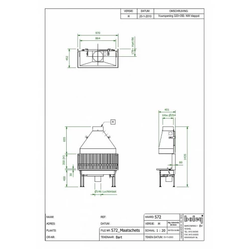 Дровяной камин BOLEY 572 Uden 2 стальной
