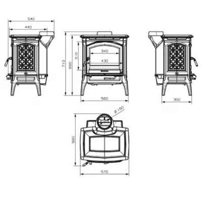 HERGOM Печь CRAFTSBURY, окрашена в черный цвет