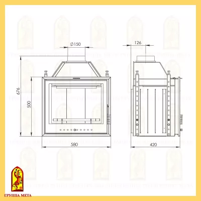 Каминная топка METAFIRE Эльба 609