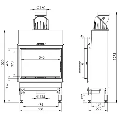 Каминная топка Hitze HST54x39S