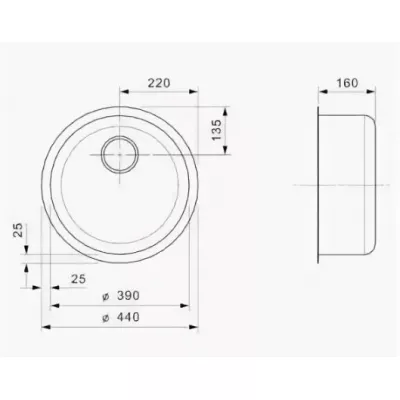 Мойка REGINOX, L18 Ø 390 OKG L (B2903LLU06GDS)